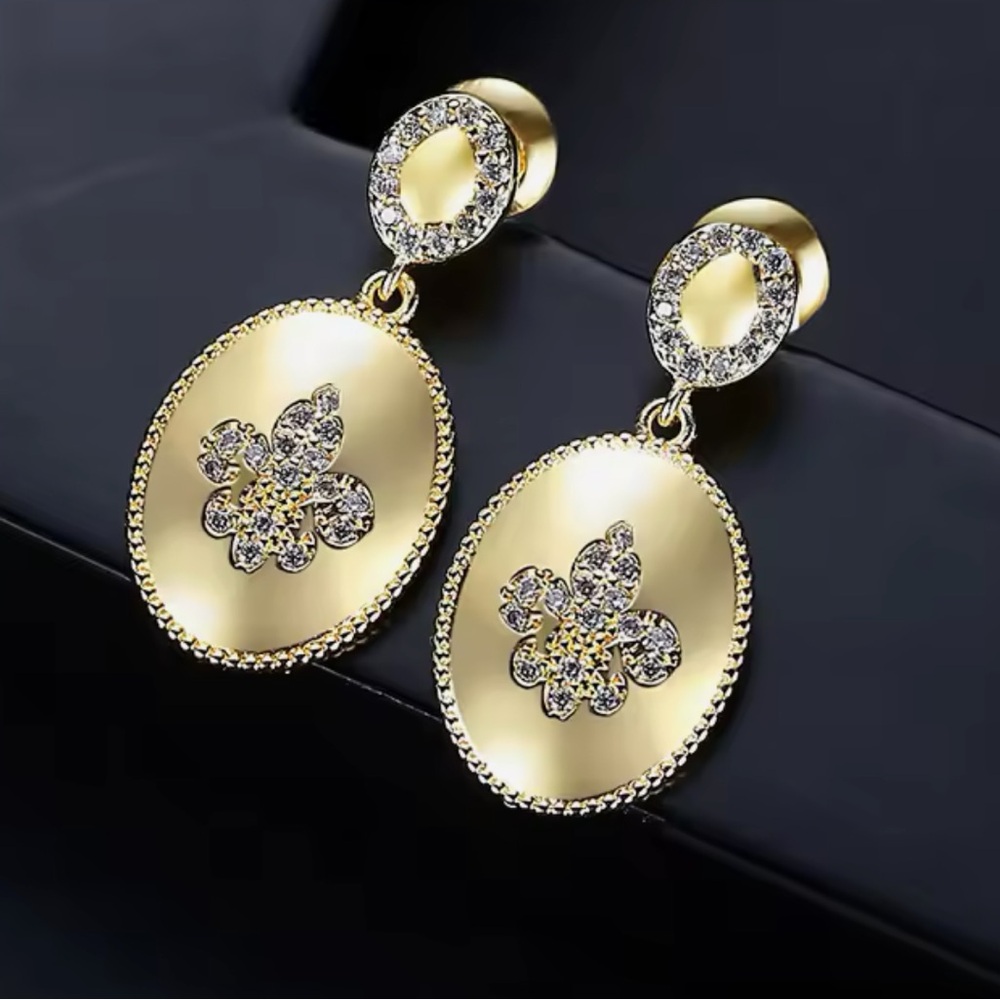 14k Fleur-de-Lis Earrings - Picture 3 of 7